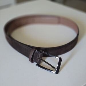 Hugo Boss Men's Brown Suede Leather Belt Color Brown